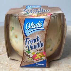 Glade French Vanilla Candle 4oz Cream Floral Glass Jar Vintage 2002 New